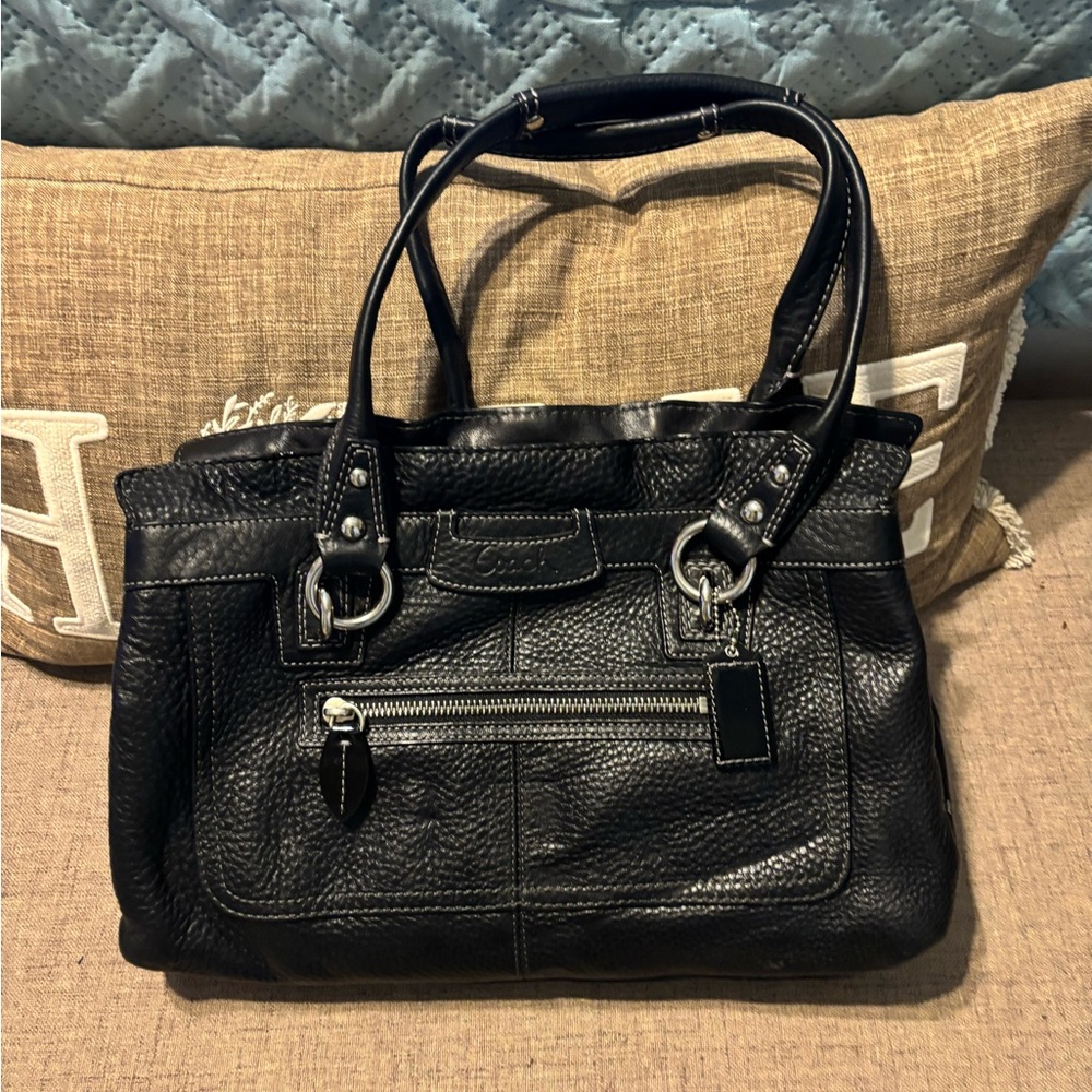 Black Vintage Coach Leather Handbag